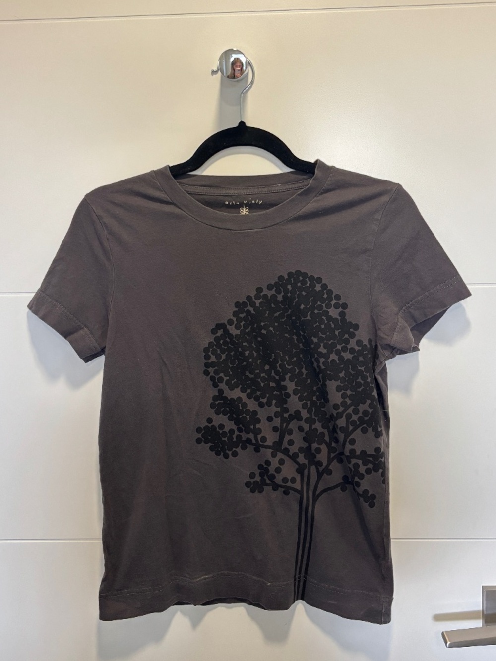 Orla Kiely Gray Black Tree Graphic Cotton T-Shirt Size M